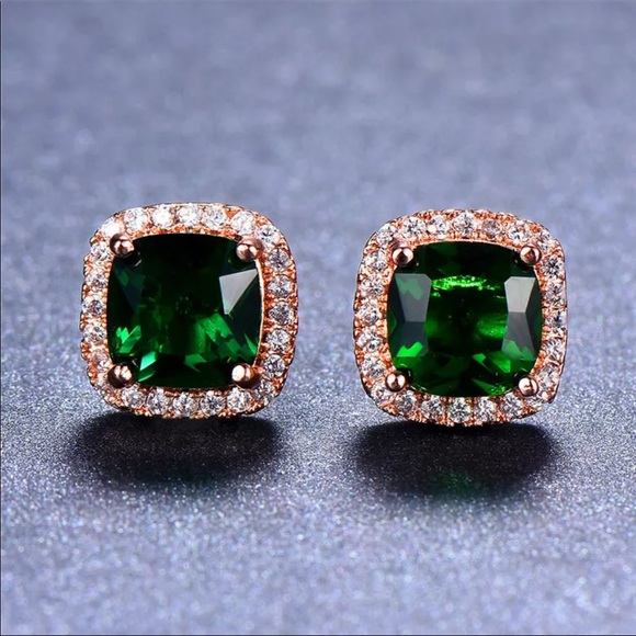 New Women’s Rose Gold Plated Beautiful Zircon Stud Earrings - Picture 3 of 4